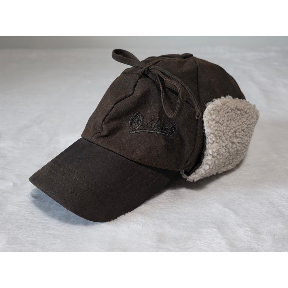 Outback Trading Co McKinley Cap Brown Cotton Ear Flap Winter Hat 1492 Mens Med